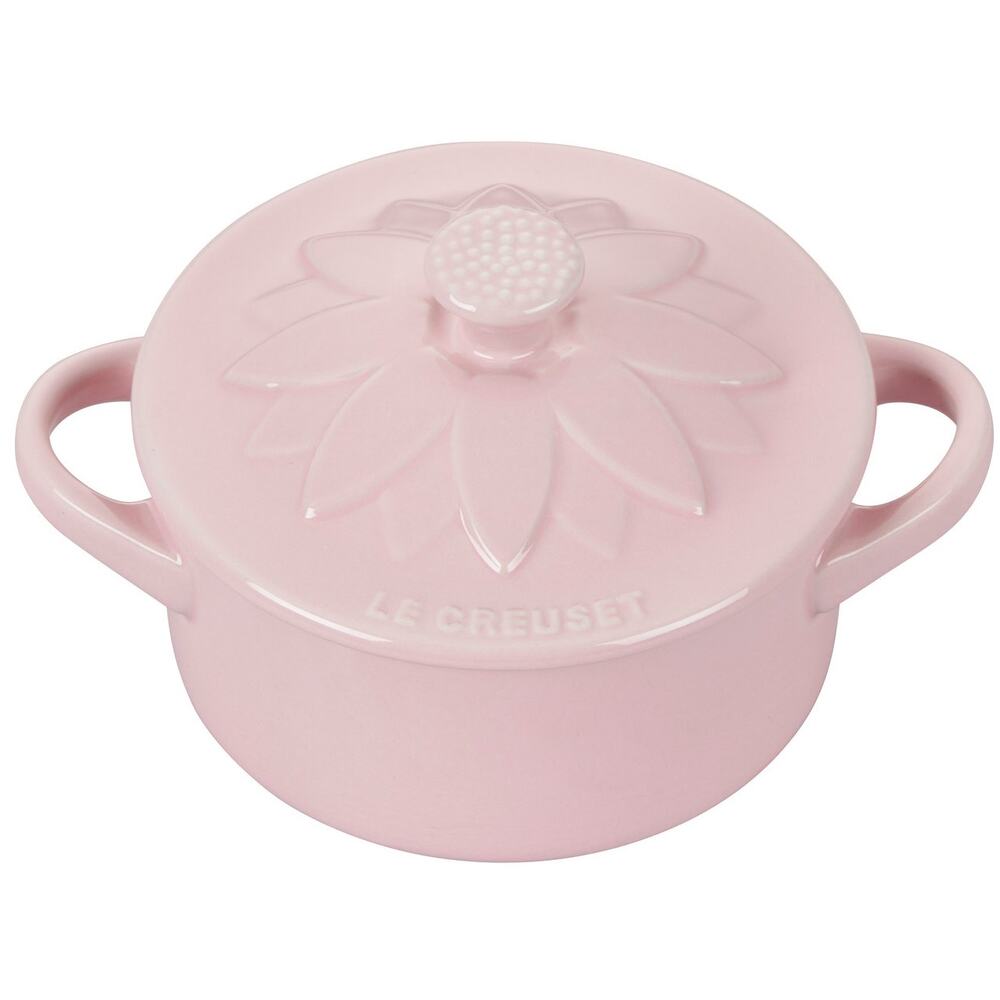 LE CREUSET Mini Cocotte Flower Lid Chiffon Pink 250ml 8oz NEW IN BOX